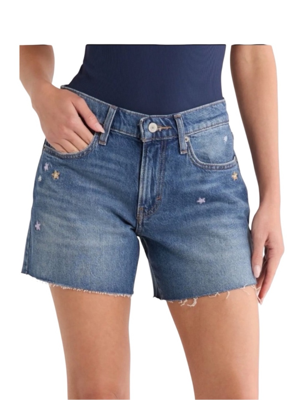 Lucky Brand Embroidered Star,floral 90’s Midi Shorts Women’s Size 6 /28 Grunge,